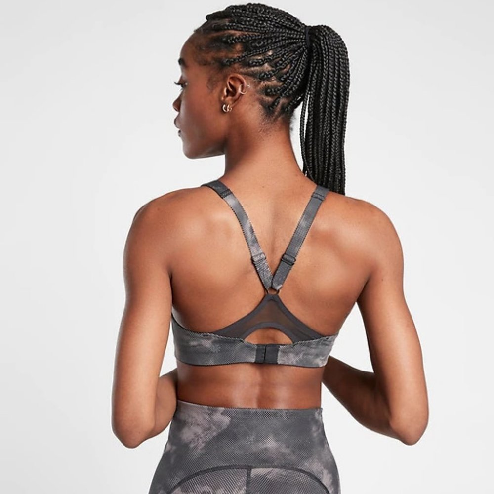 Athleta Advance Printed Bra B-DD size 34DD Nebula Black - Picture 2 of 3